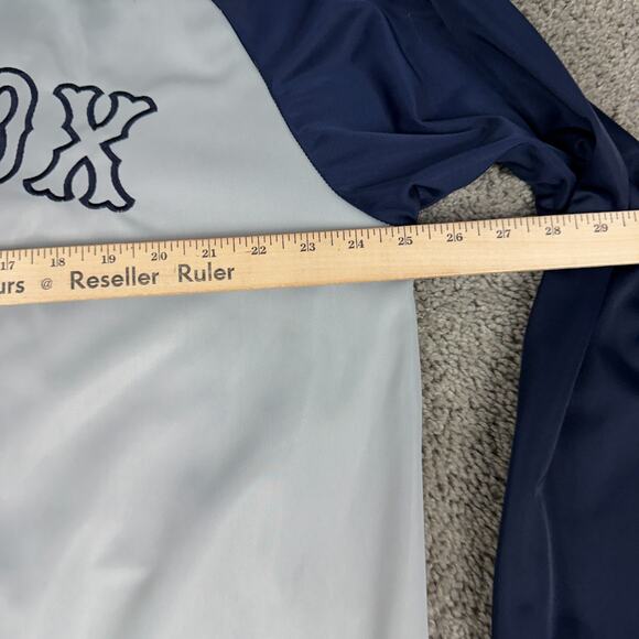 Boston Red Sox Jacket Mens L Gray Navy Baseball Zip Windbreaker Track Coat READ - Picture 14 of 15